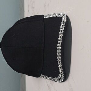 Chic Black Rhinestone Embellished Cap